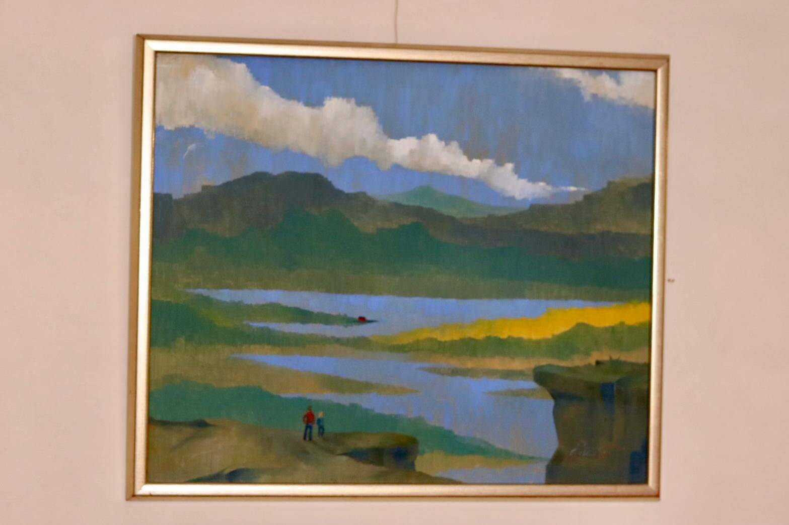 Original Swedish Mid Century Oil on Canvas "Katrineholm"- Vintage & Framed