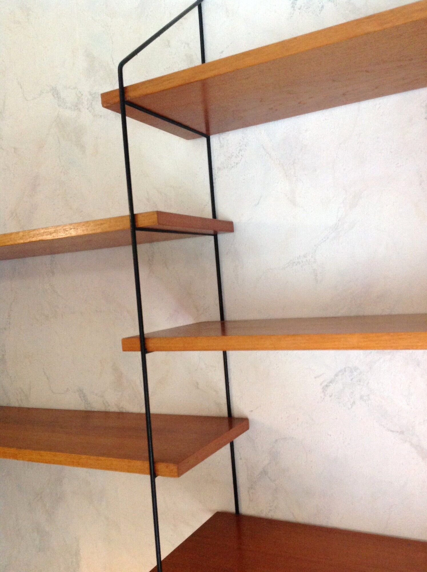 Black metal and wood shelf 60/70