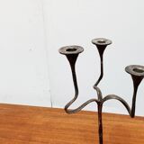 Amadeus Candle Holder in Brutalist Bronze, Italian Mid-Century by Kurt Jesch for Fratelli Tonini