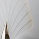 Large vintage Murano glass table lamp – leaf-shaped glass – white, gold metal base – Italy 1980s