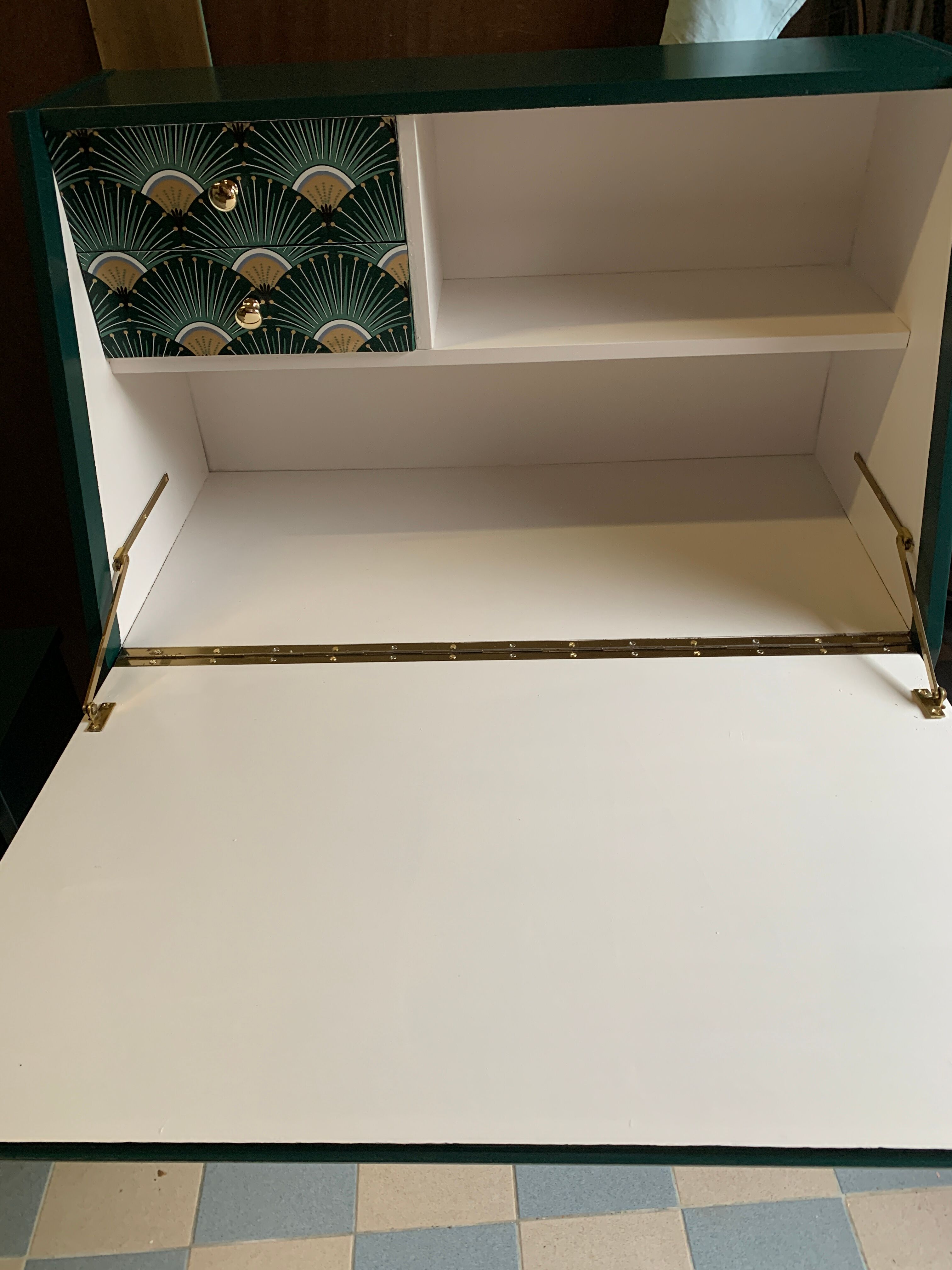 Green writing desk