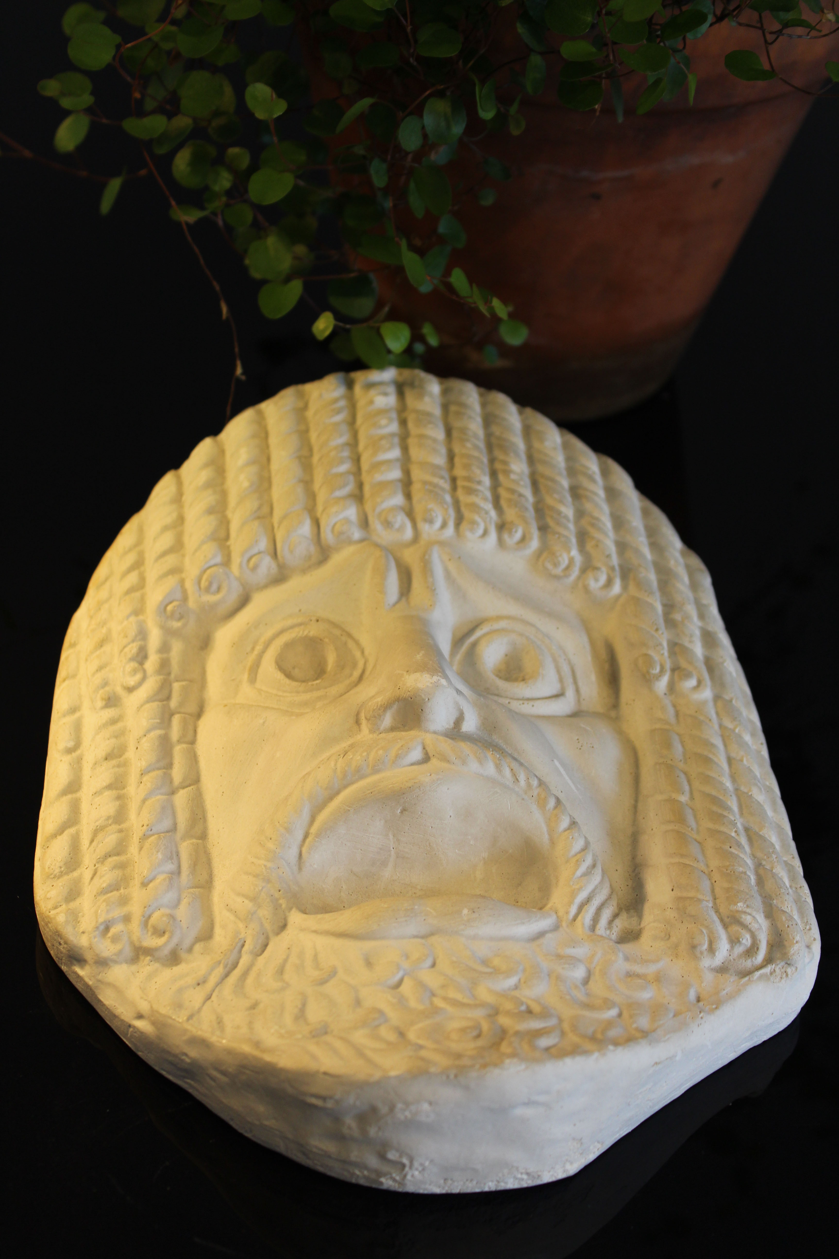 Greek tragedy mask - Ancient theater, Italy 1970