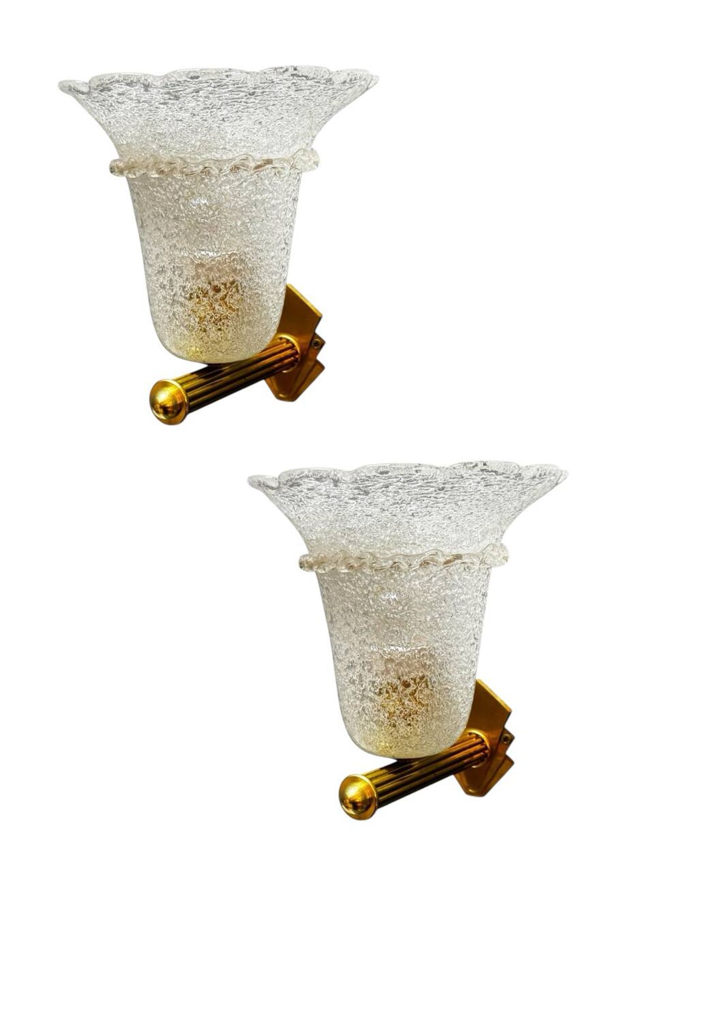 Appliques en verre de Murano en laiton, ensemble de 2