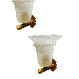Murano Glass Brass Sconces Set of 2