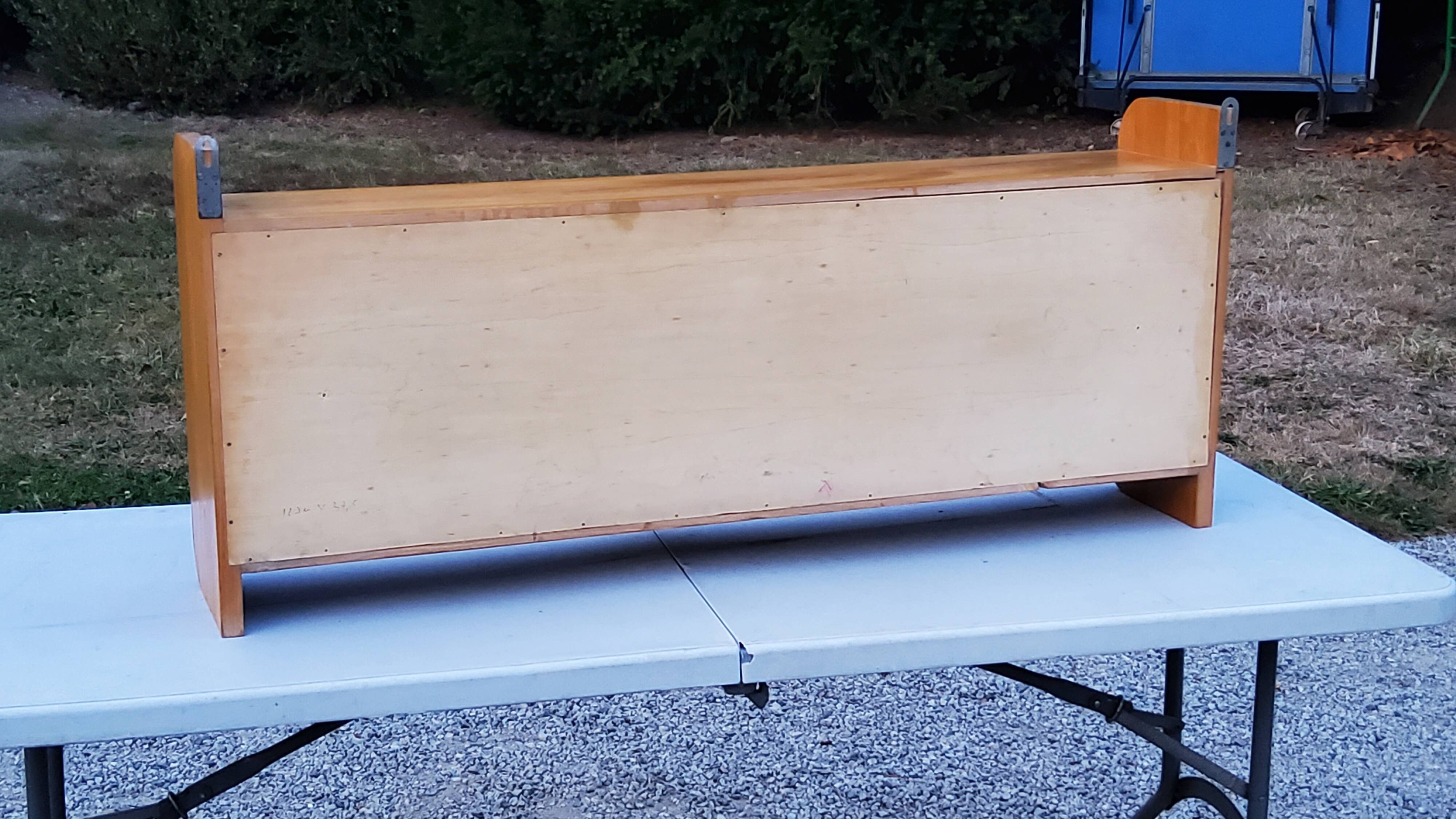 Double wall shelf in solid blond oak from the 1950s