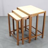1940s Art Deco Nesting Tables with Opaxy Glass Top, Czechoslovakia