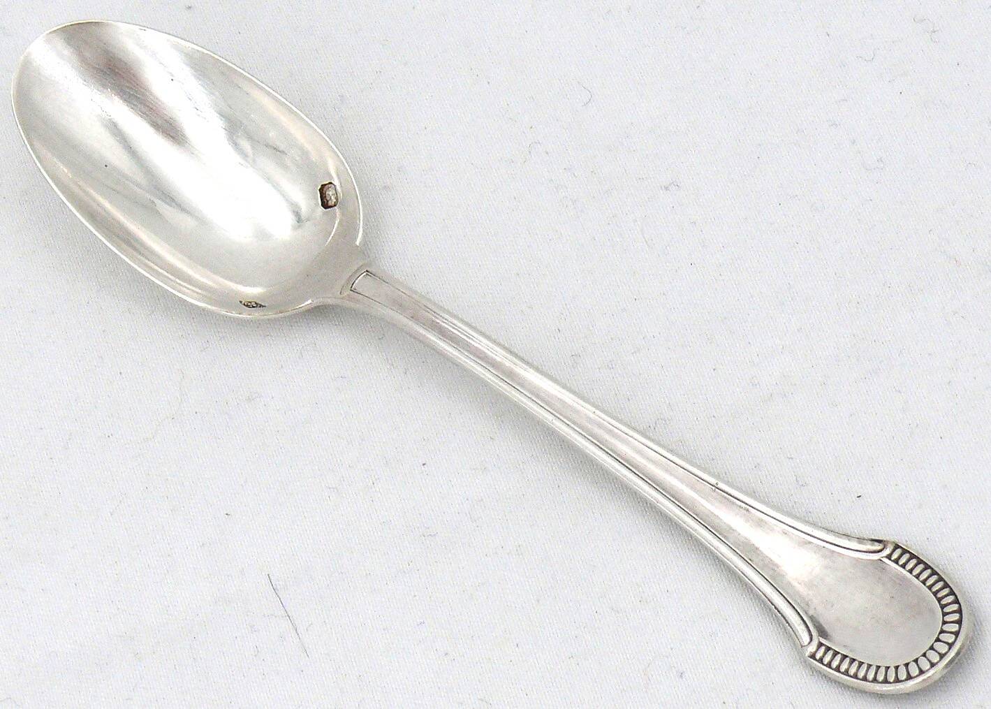 Ravinet d'Enfert 6 silver-plated moka spoons Minerva, Art Deco fluting