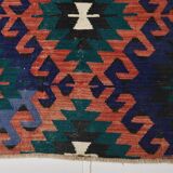 5x8 Blue & Red Geometric Style Vintage Kilim Rug, 158x238Cm