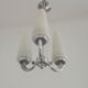 French Mid-Century 3-Light Silver Metal Chandelier with Glass Cone Shades