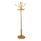 Rare grand porte-manteau sur pied en rotin et laiton style bohème 185 cm