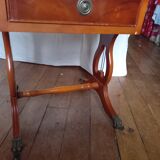 Table de jeu ancienne bois et cuir vert ornementé