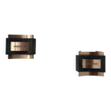 Pair of vintage wall lights, matte black metal and copper, Netherlands 1960