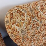 Set of 2 vintage armchairs in floral fabric with fringes from the 60s 70s
