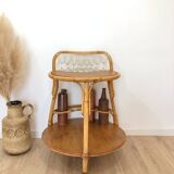 1960s/70s rattan rolling bar/serving cart