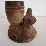 Pot à crayon bois sculpté oiseau