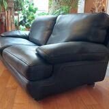 Roche Bobois black leather sofa