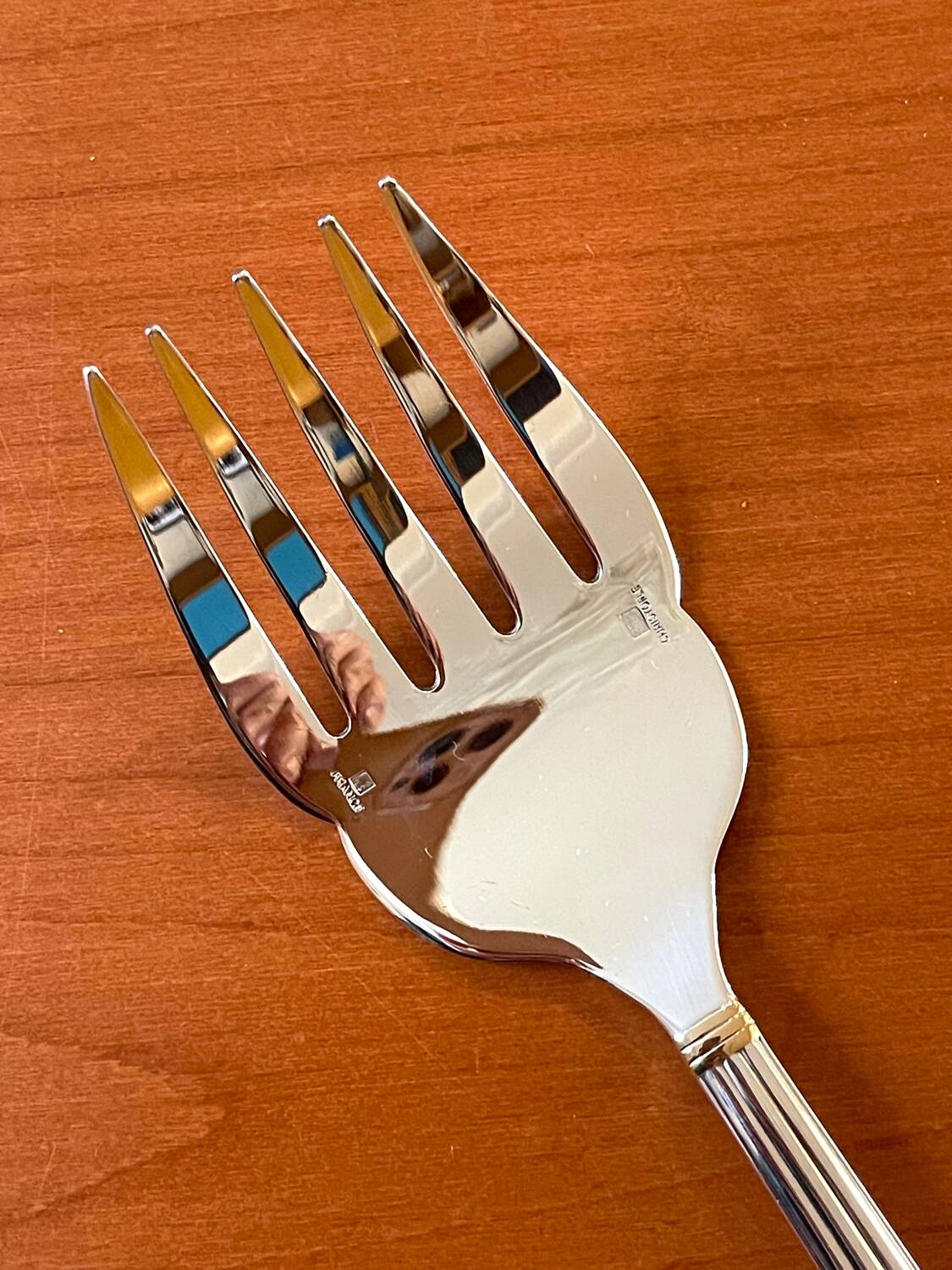 Christofle Aria gold ring serving fork