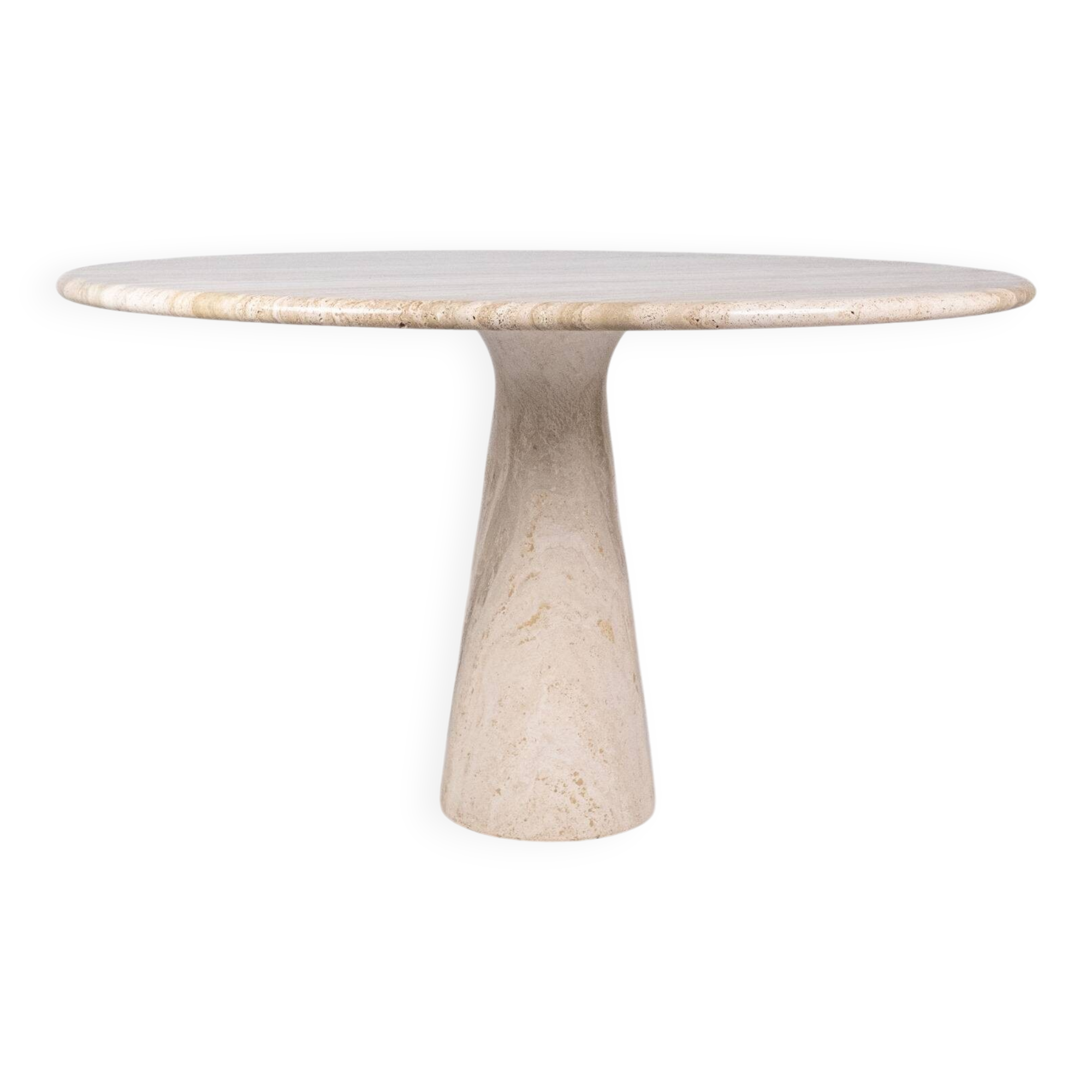 Pedestal dining table in travertine, Stone International, Italy, 1970s