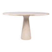 Table à manger piédestal en travertin, Stone International, Italie, 1970s