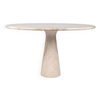 Pedestal dining table in travertine, Stone International, Italy, 1970s