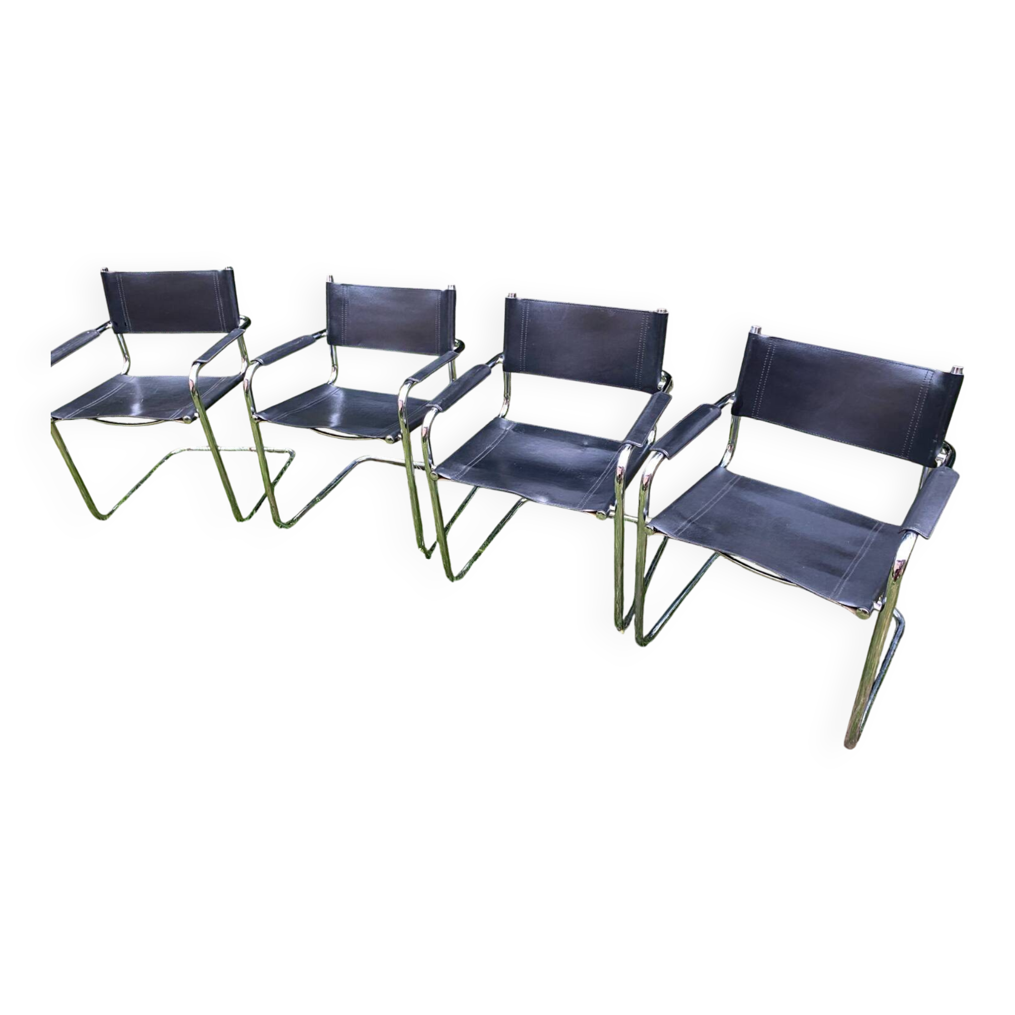 Lot of 4 modernist chairs in the style of MG5 Matteo Grassi circa 1980