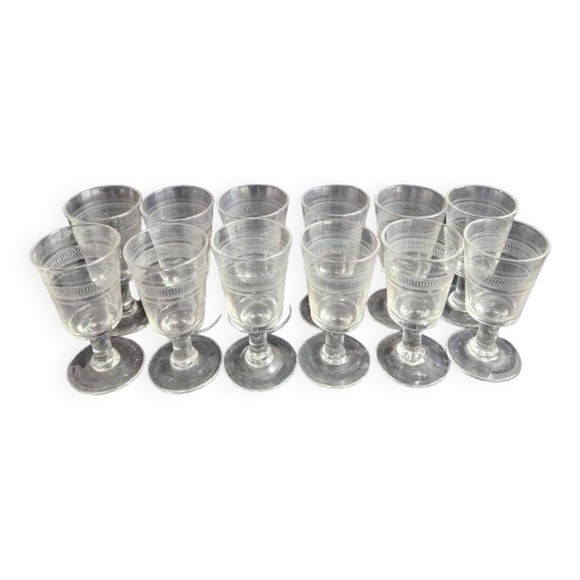 Set of 12 old stemmed glasses