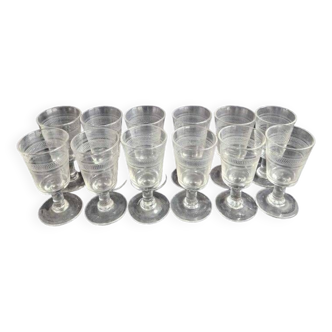 Set of 12 old stemmed glasses