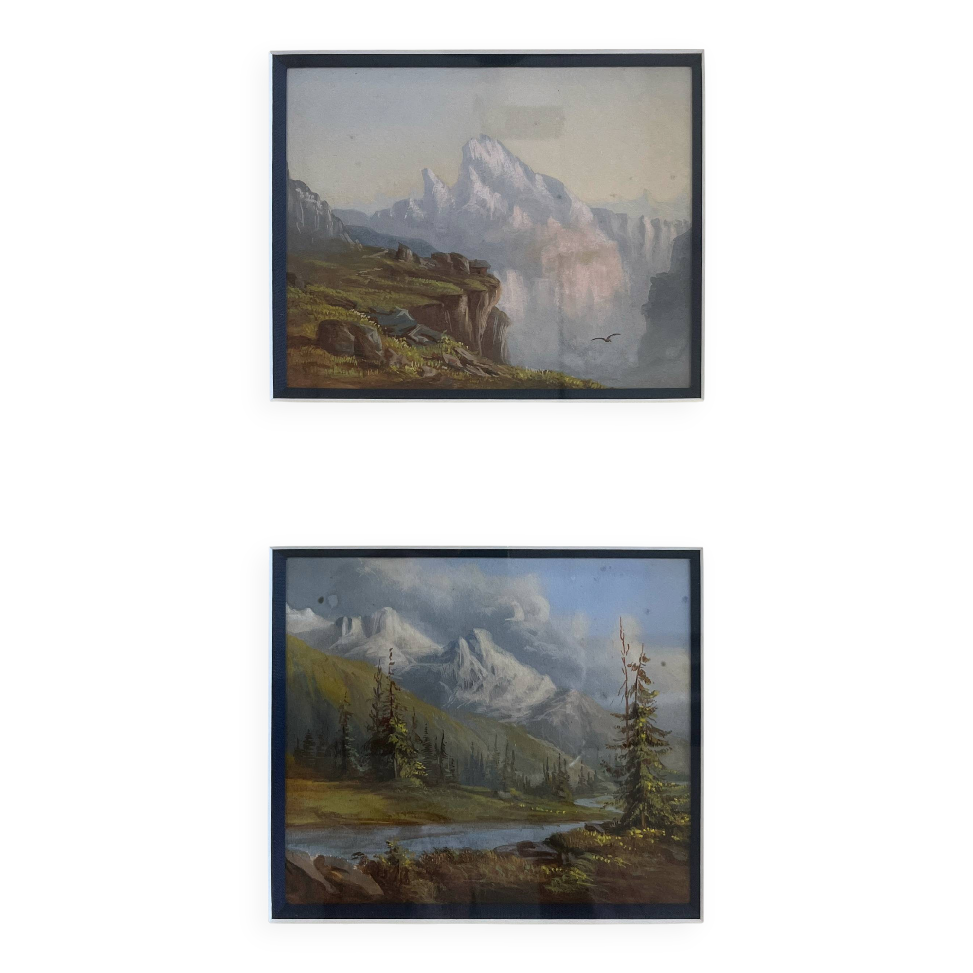 Chamonix Mont Blanc painting "Dôme du Goûter" and "Grand Murevan"