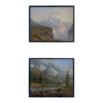 Chamonix Mont Blanc painting "Dôme du Goûter" and "Grand Murevan"