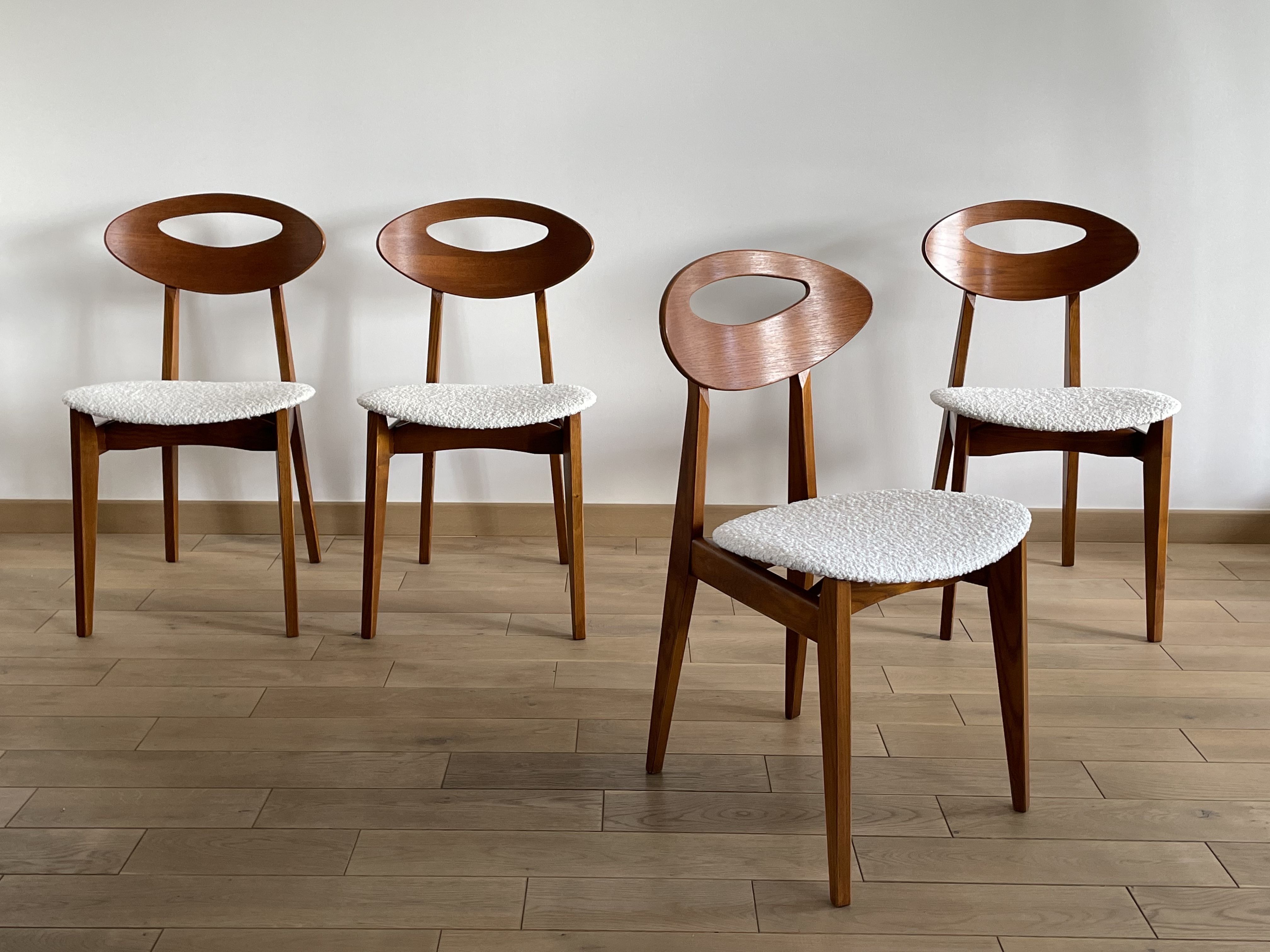 Lot 4 vintage chairs by Roger Landault for Sentou, France 1950