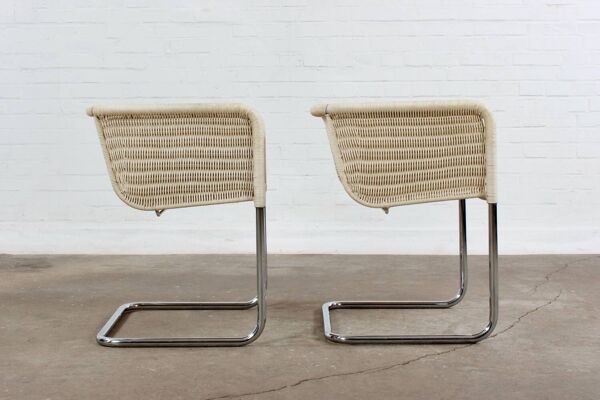 Lot de 2 fauteuils Tecta D44 à piétement luge Vintage design Bauhaus