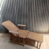 Sun lounger - Deckchair - Vintage rattan wicker lounge chair