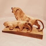 Sculpture Lion/Lionne de L. François (1882-1965)