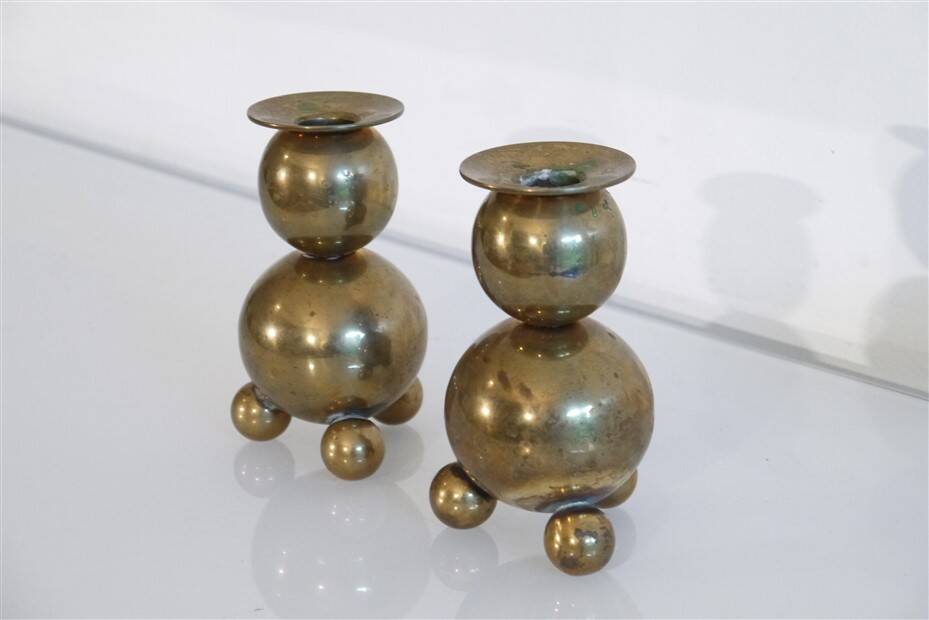 Pair of Scandinavian brass candlesticks from Gusum 1970