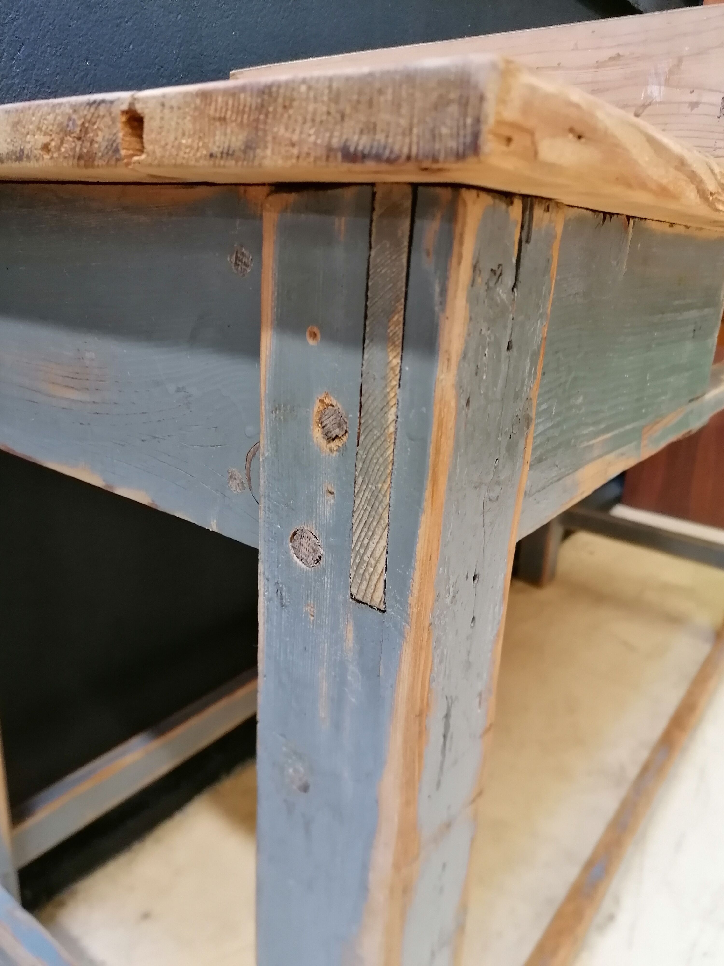Patinated drapery table