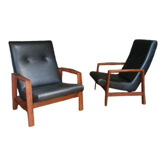 Black leather armchairs