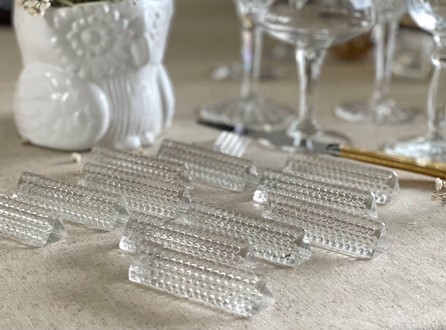 12 glass knife holders.