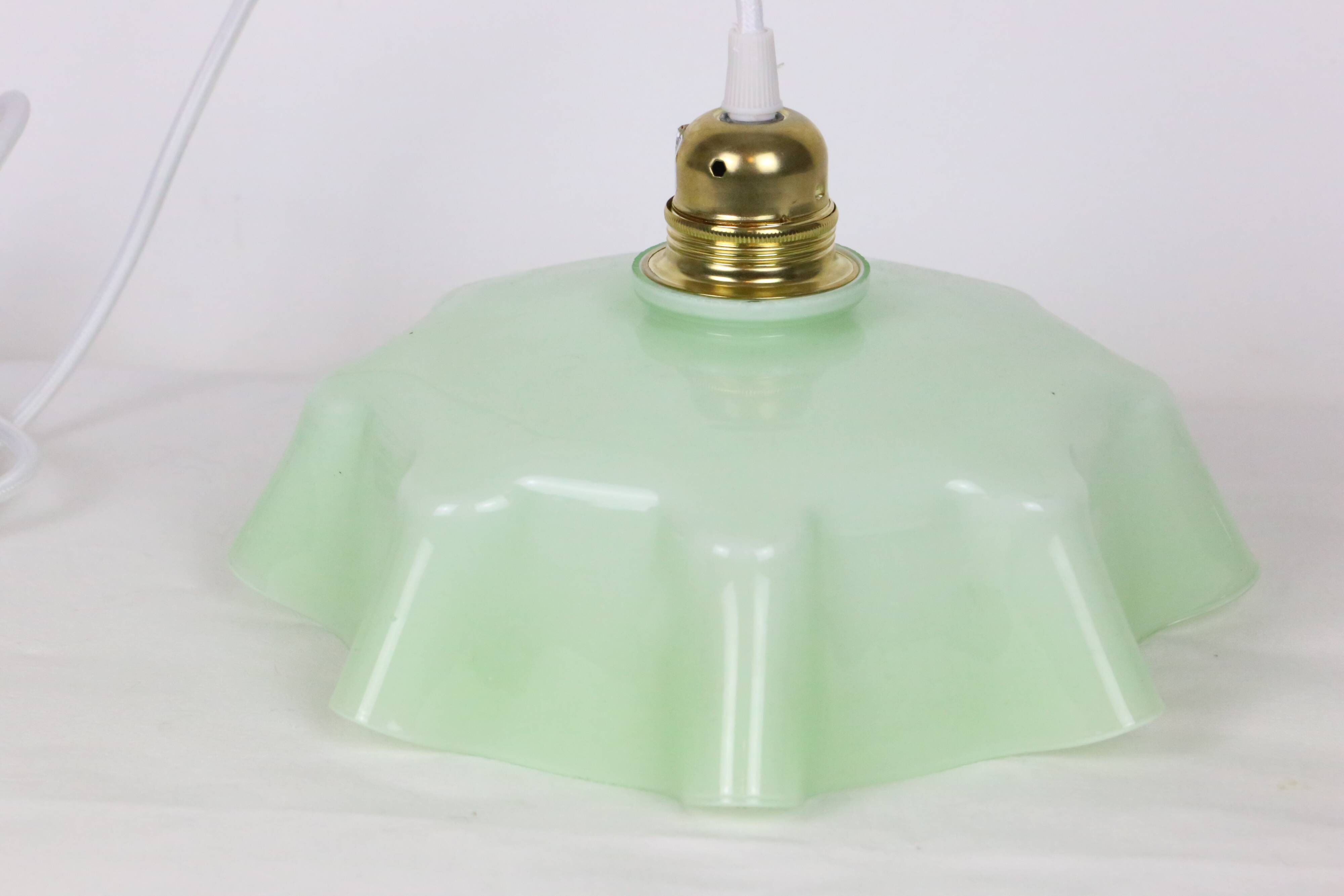 Mint green glass pendant lamp, vintage