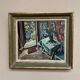 Oil on panel by Swedish artist – "Interior with figure" by Olle Nordberg (1905–1986) – 1944 – vintage and framed – 40×46 cm (15.7"×18.1")