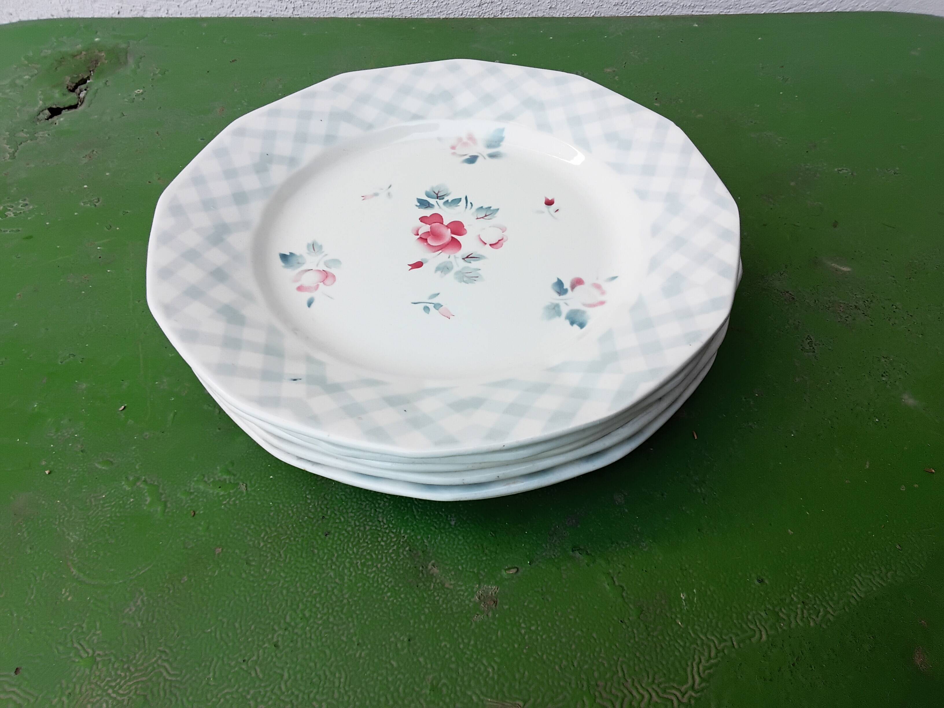 Six antique flat plates from Digoin Sarreguemines.