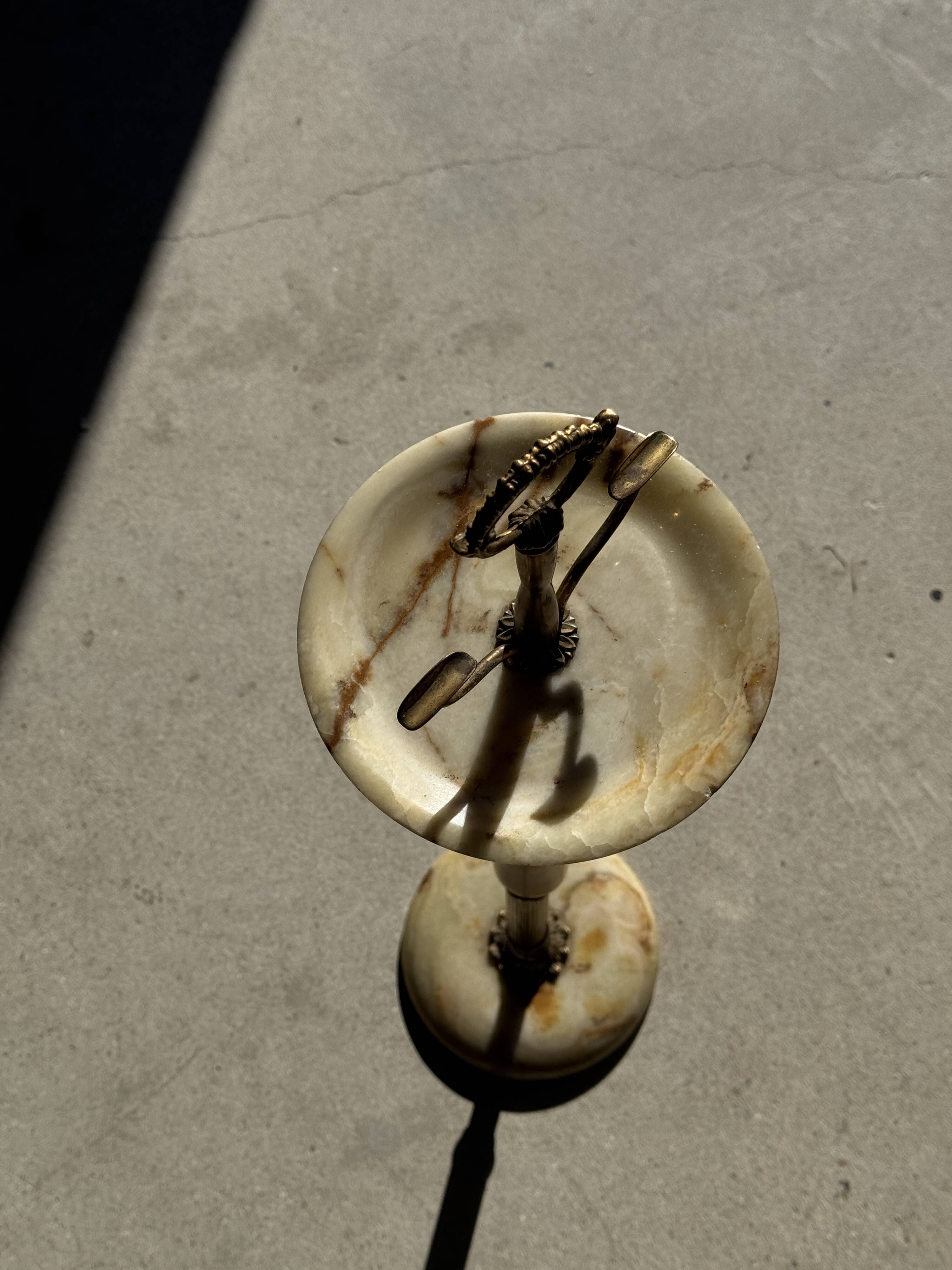 Marble and brass standing ashtray H74 D17
