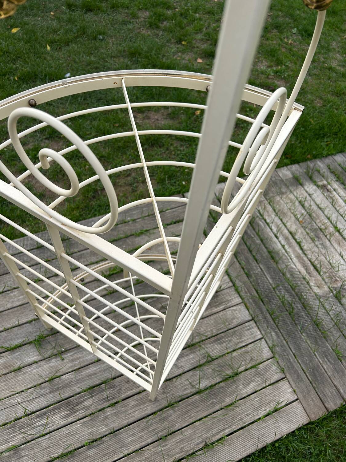 Vintage bakery-style corner shelf