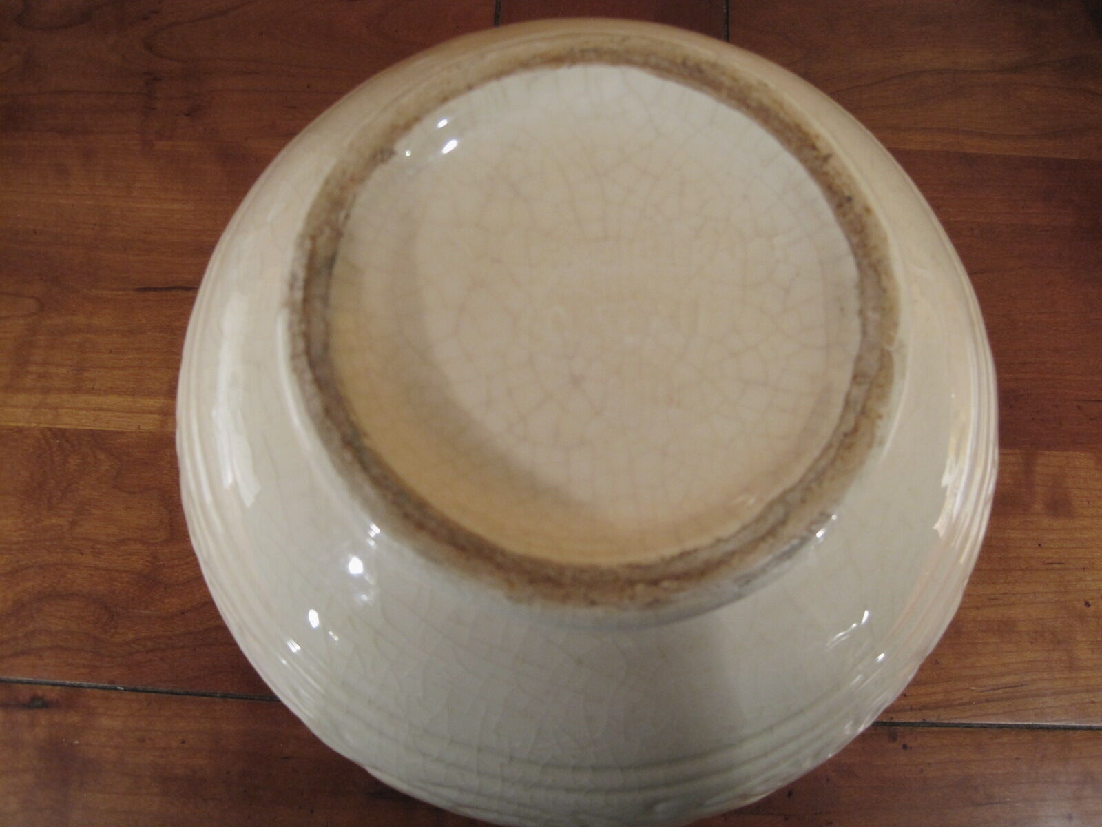 ART DECO cracked earthenware vase white Ecru St. CLEMENT bird series