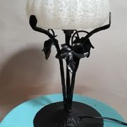 Old wrought iron lamp and dayglass glass clichy Muller Brothers french lamp