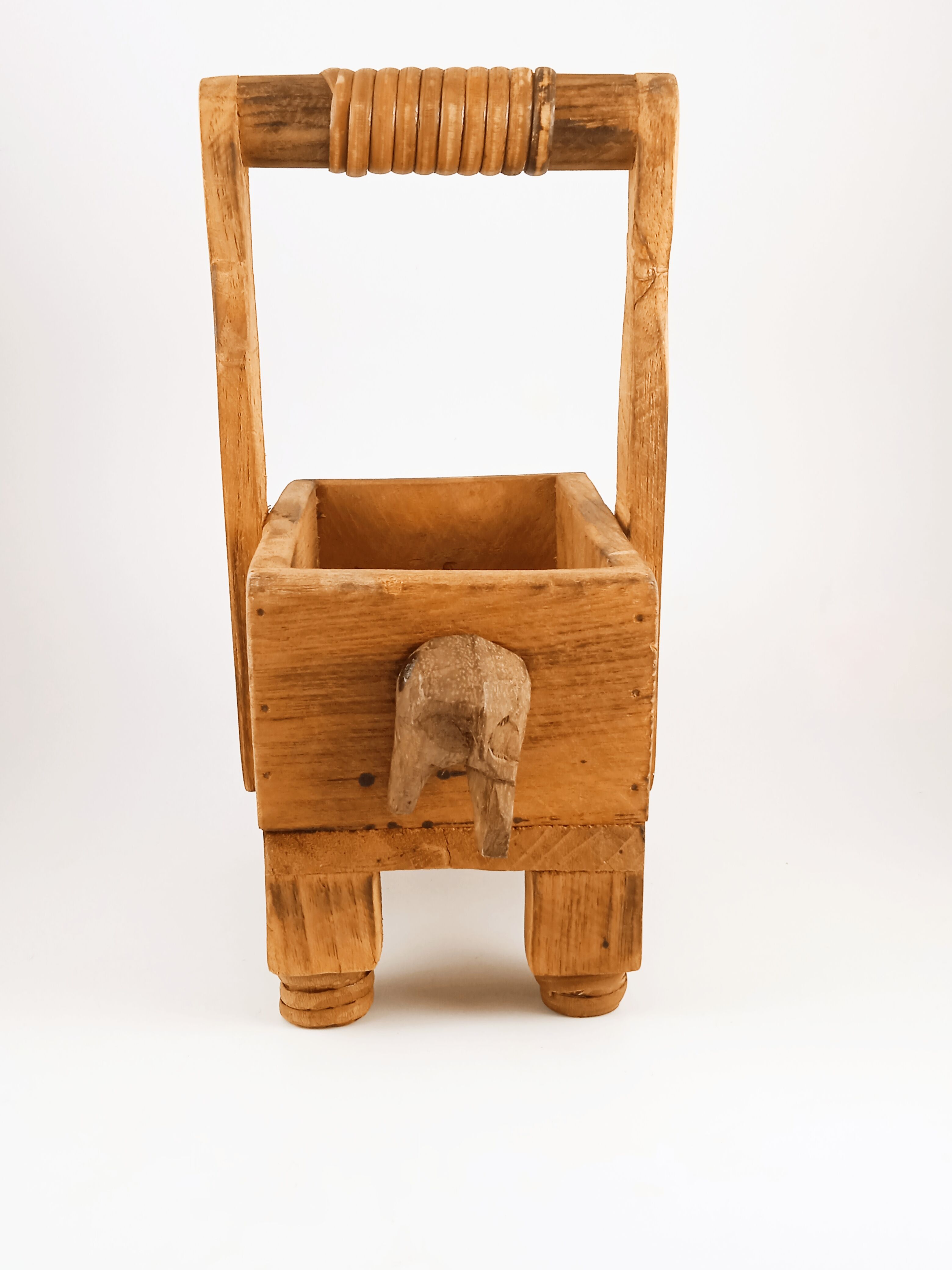 Indian wooden elephant pot cache 40s