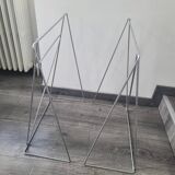Desk/Table composed of a wooden top and its 2 vintage chrome trestles