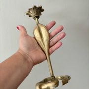 Vintage brass cobra candle holder