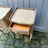 Pair of bedside table louis xv in clear raw chene