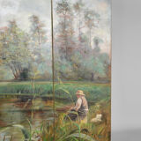 Post-impressionist painted screen by Charles Frechon, France, 1894