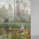 Post-impressionist painted screen by Charles Frechon, France, 1894